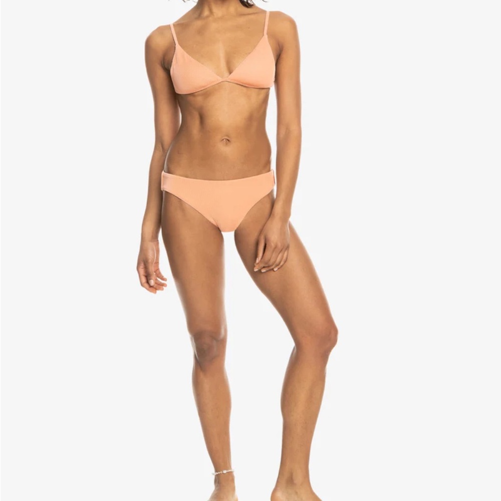 Roxy Pro The Cut Back Fixed Triangle Bikini Top Salmon Pink Medium